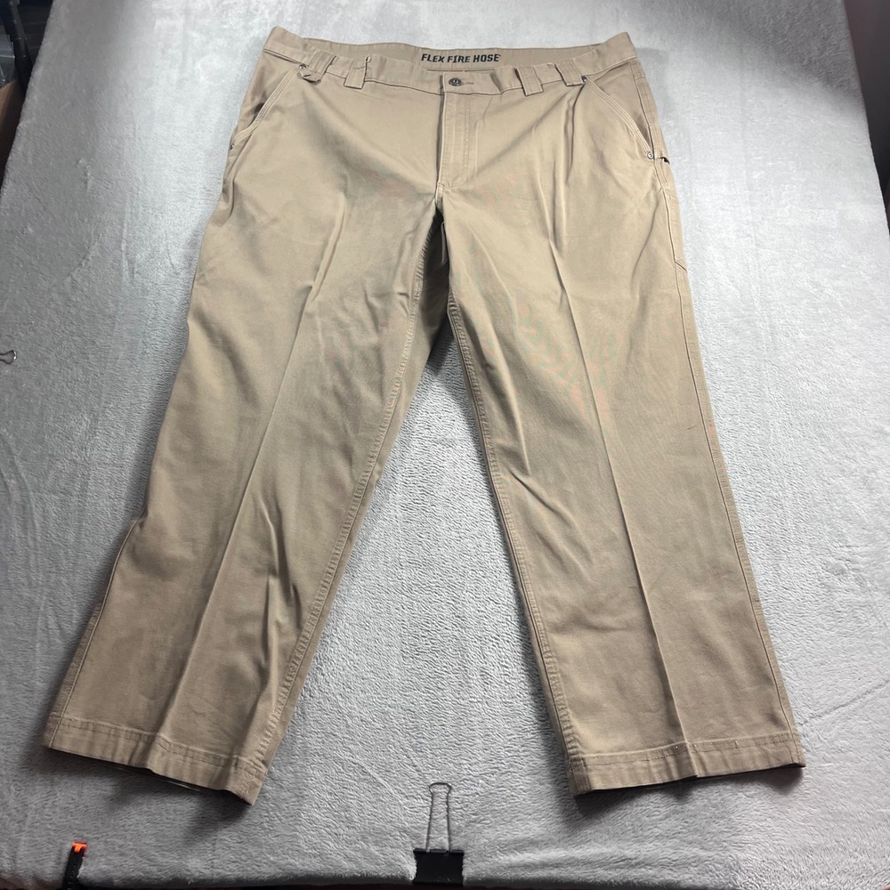 Duluth Trading Co Flex Fire Hose Mens Khaki Tan Work Pants 44x30